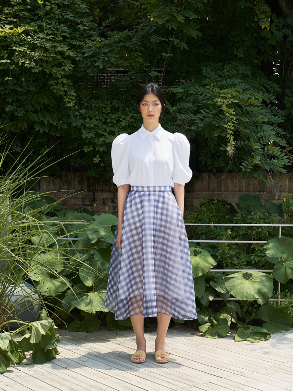 Alice Gingham Organza Checkered Long Skirt (M,L 품절)