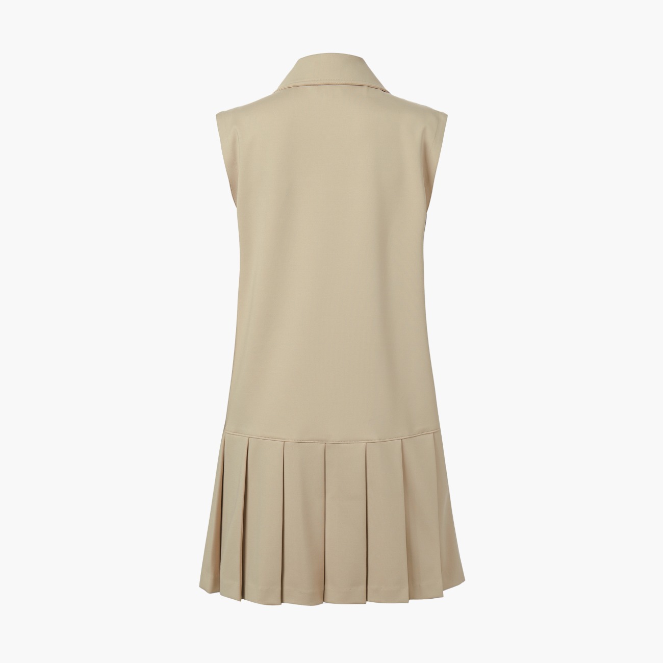 [Re-Stocked] PLEATED ZIP-UP MINI DRESS, BEIGE