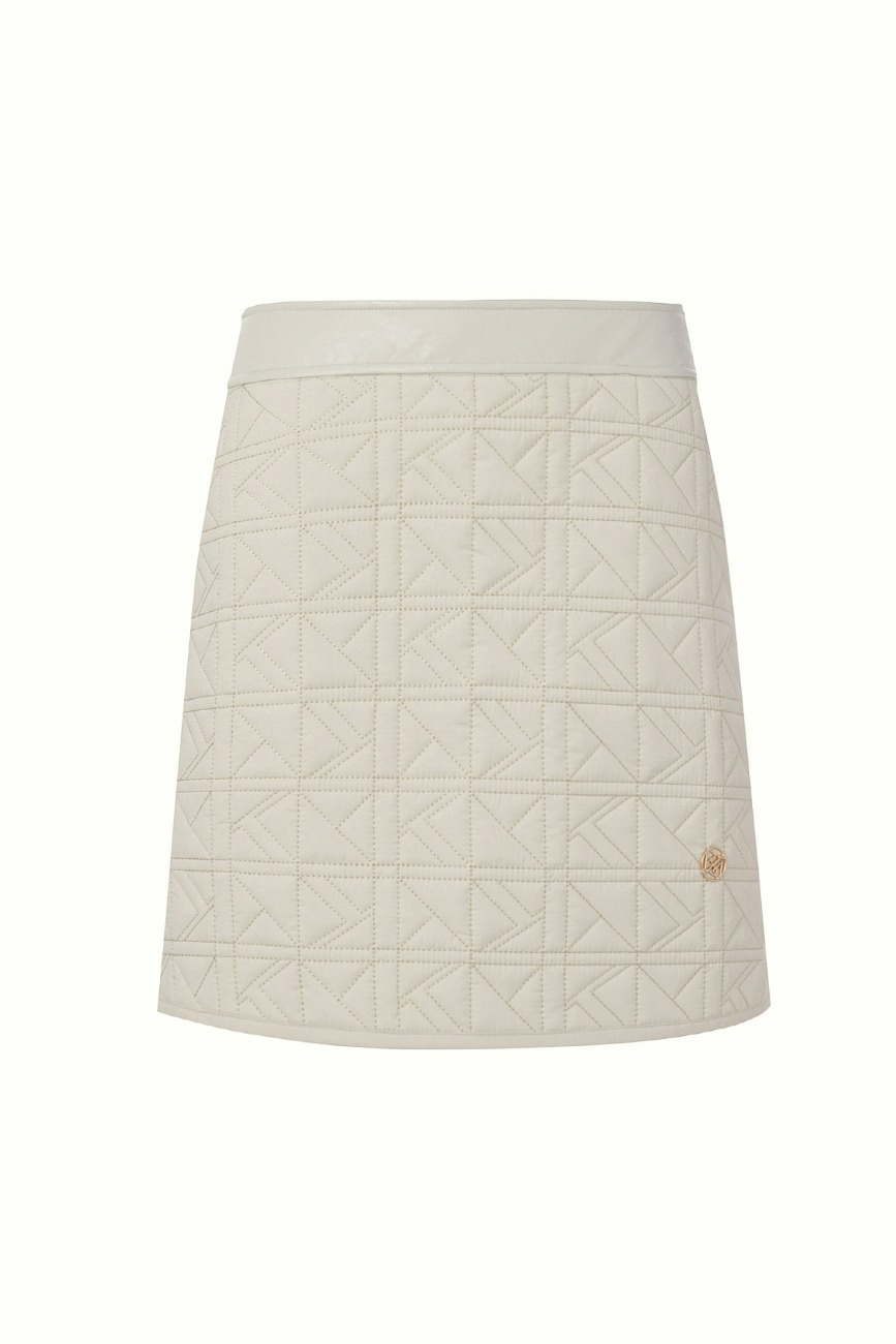 SIGNATURE LOGO QUILTED SKIRT, IVORY
