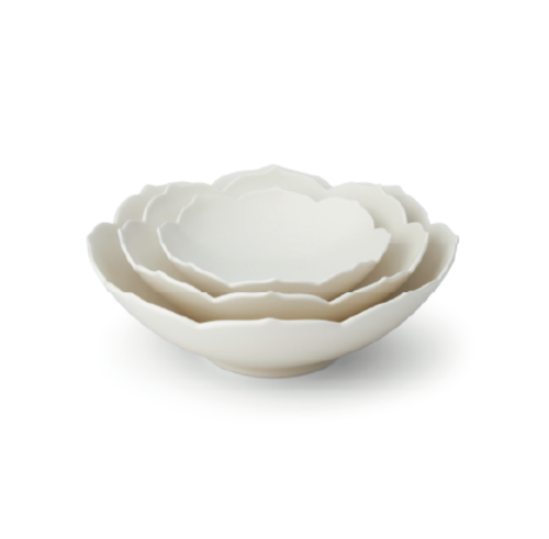 Lotus Flower Series Snow White Concave Dish Set 3p