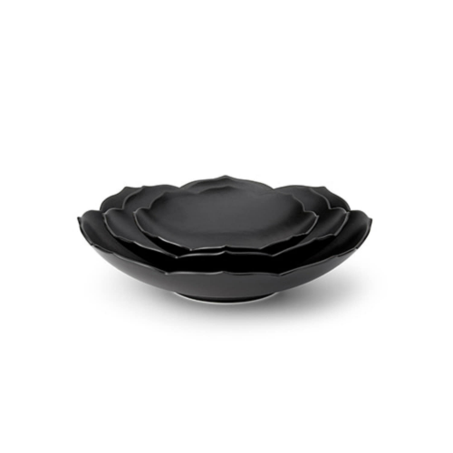 Lotus Flower Series Ink Black Convave Dish 3p