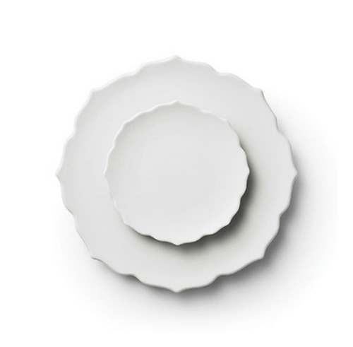 Lotus Flower Series White Lotus-Flower Plate Set 2p