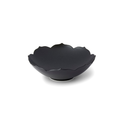 K_Lotus Flower Series Ink Black Concave Dish 17