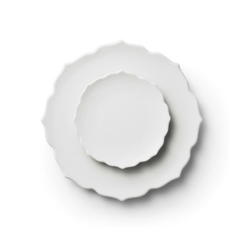 K_Lotus Flower Series White Lotus-Flower Plate Set 2p