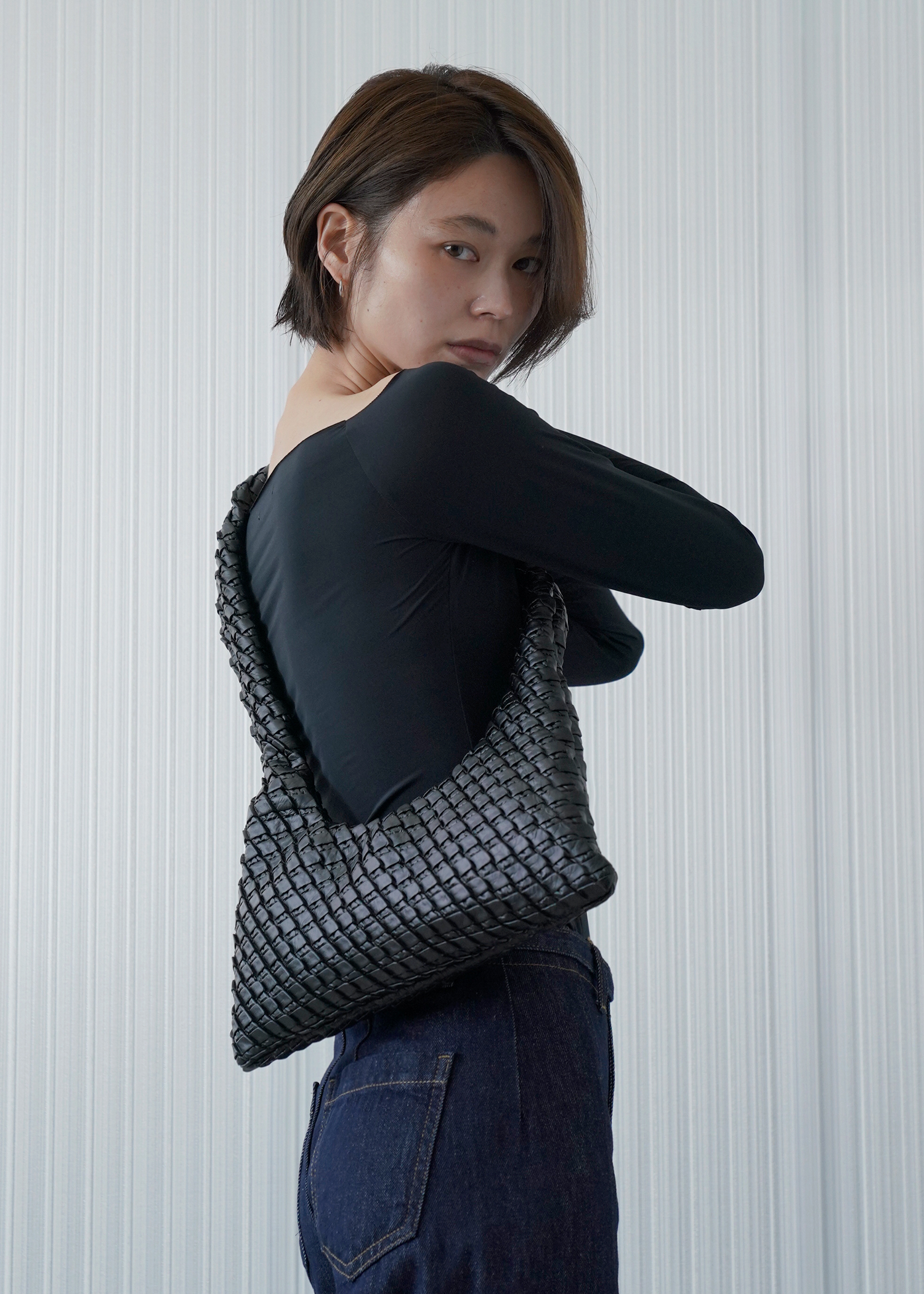 [KWANI] Textured Hobo Micro Bag ★すぐ品切れ★ Textured Hobo Micro Black - KWANI