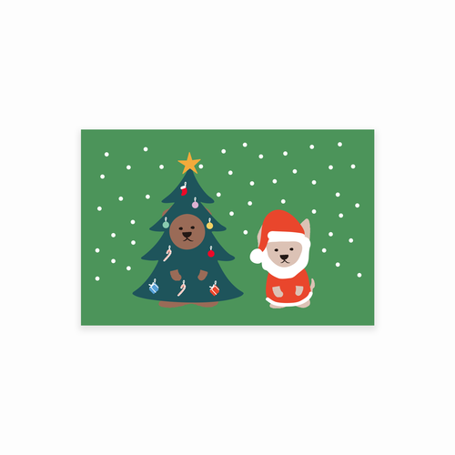 CHRISTMAS SANTA &amp; TREE postcard