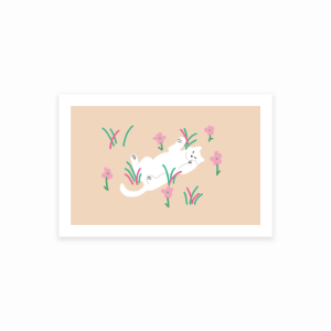 CATS ON FLOWER FIELDS postcard