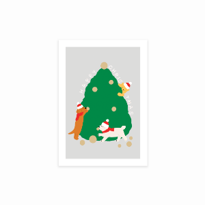 DECORATING A CHRISTMAS TREE postcard