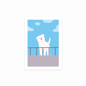 WHITE DOG postcard