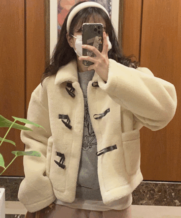 [무료배송]테디 떡볶이 더플 포켓 양털 숏 자켓 퍼 코트