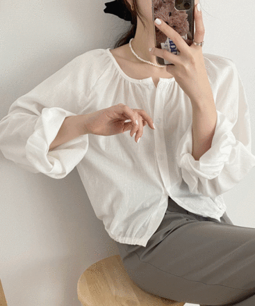 [무료배송]여리여리한 셔링 나그랑 크롭 셔츠 블라우스 / 4 colors!