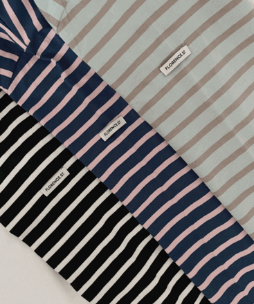 [무료배송]라벨 패치 스트라이프 루즈핏 긴소매 코튼 티셔츠 / 3 colors!