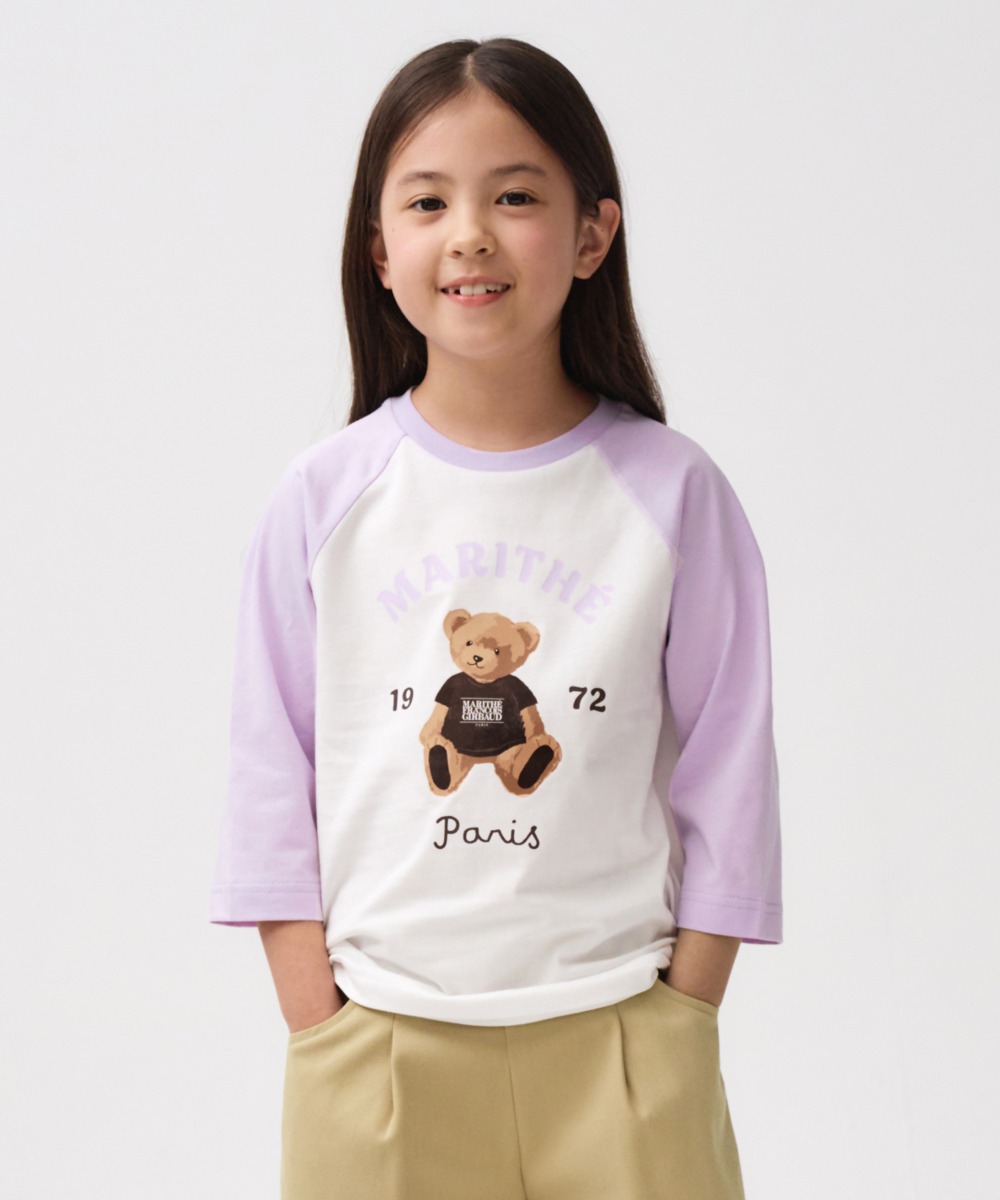 KIDS COLOR BLOCK RAGLAN 3 / 4 SLEEVE lavender