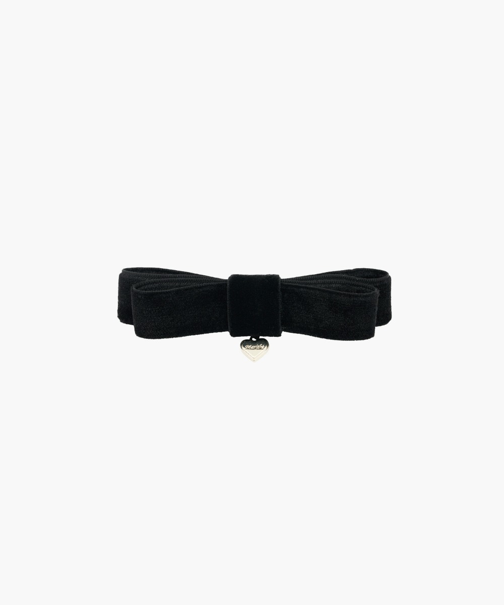 ENFANT HEART LOGO RIBBON HAIR PIN black