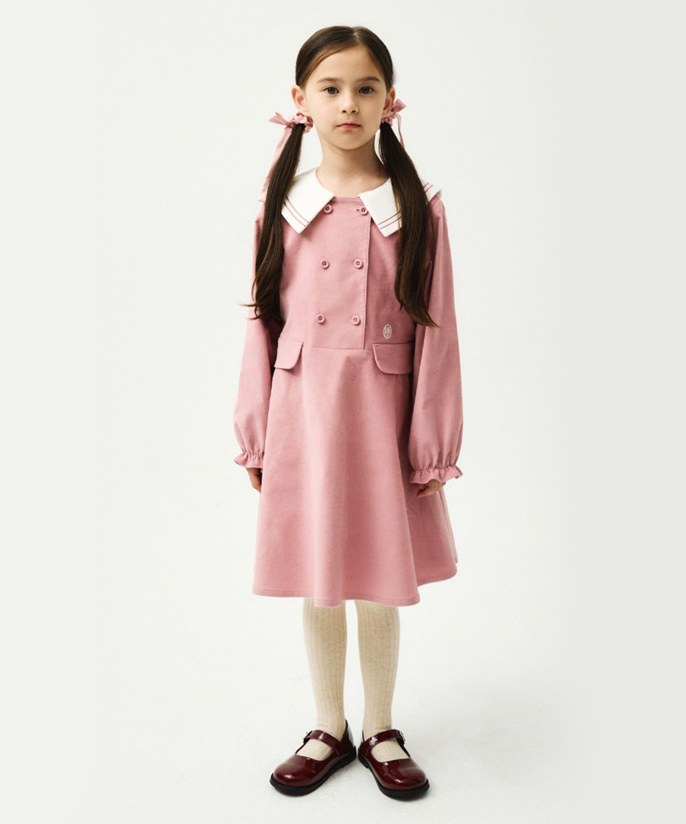 ENFANT W VELVET SAILOR ONE PIECE pink