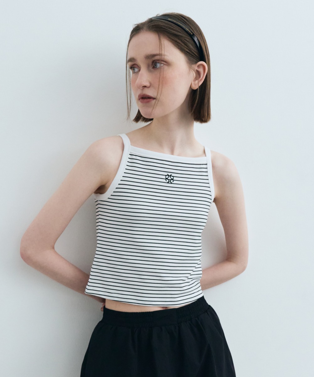 W COLOR BLOCK SQUARE NECK SLEEVELESS stripe