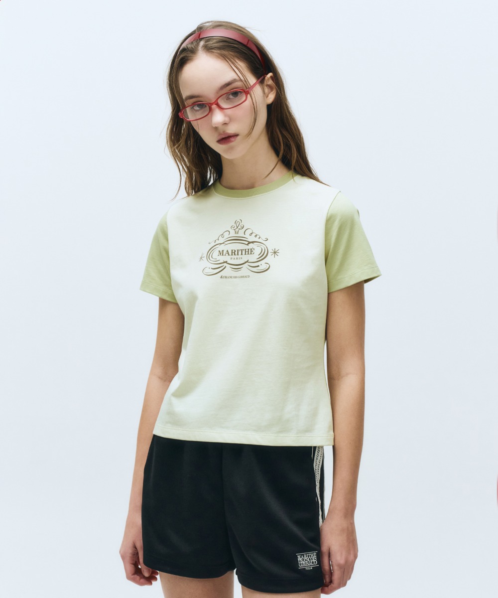 W CONTRAST GRAPHIC TEE light green