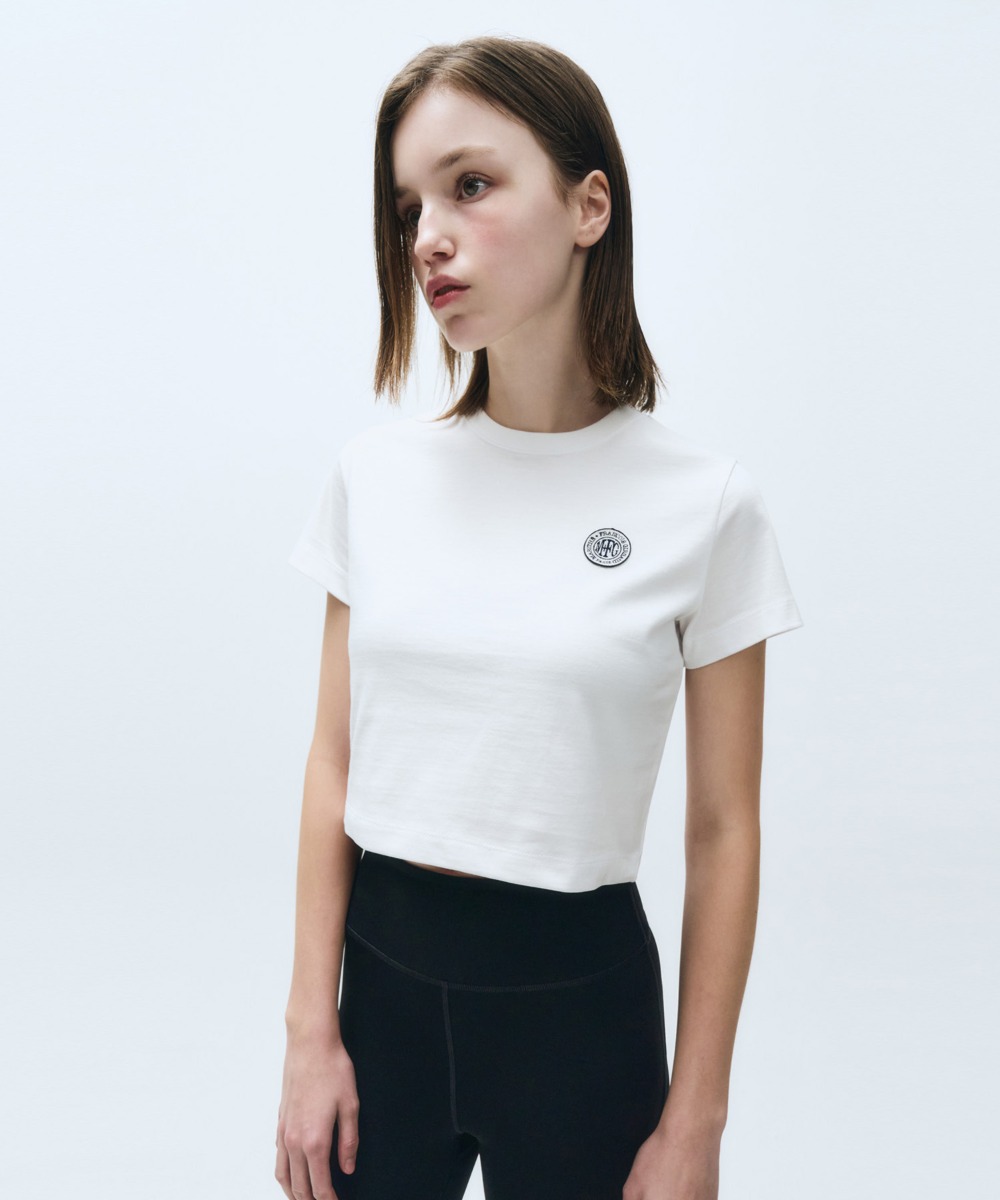 MOUVEMENT W CIRCLE WAPPEN AEROCOOL CROP TEE white