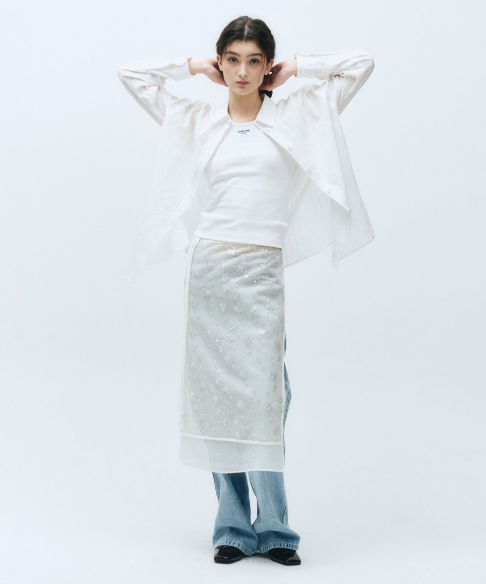 W LAYERED SKIRT ivory