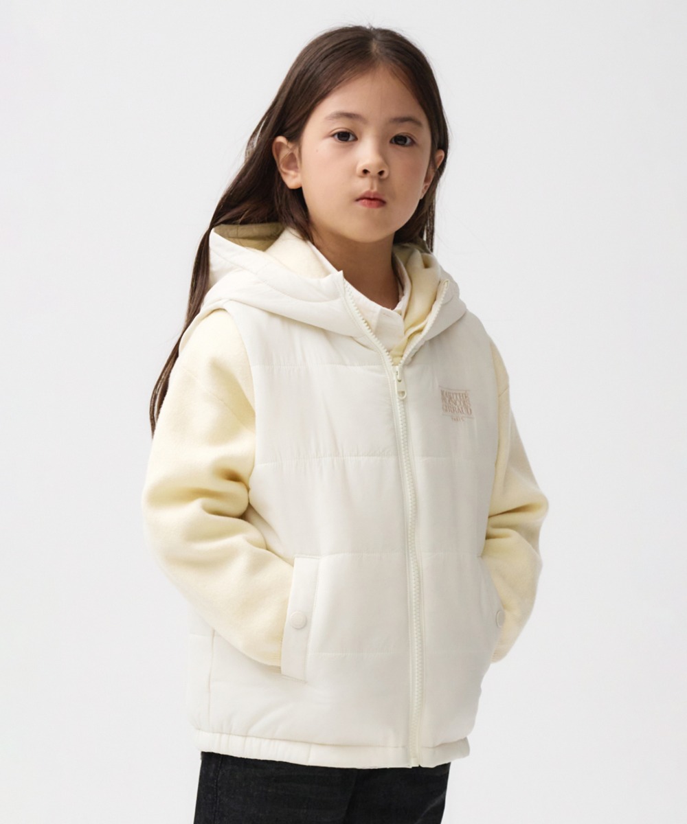 KIDS PADDED HOOD VEST cream