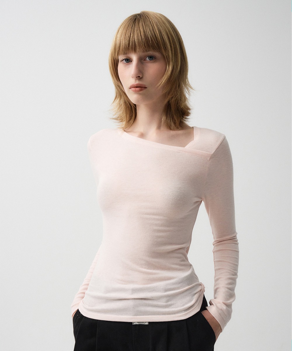 W NECK POINT LONG SLEEVE light pink