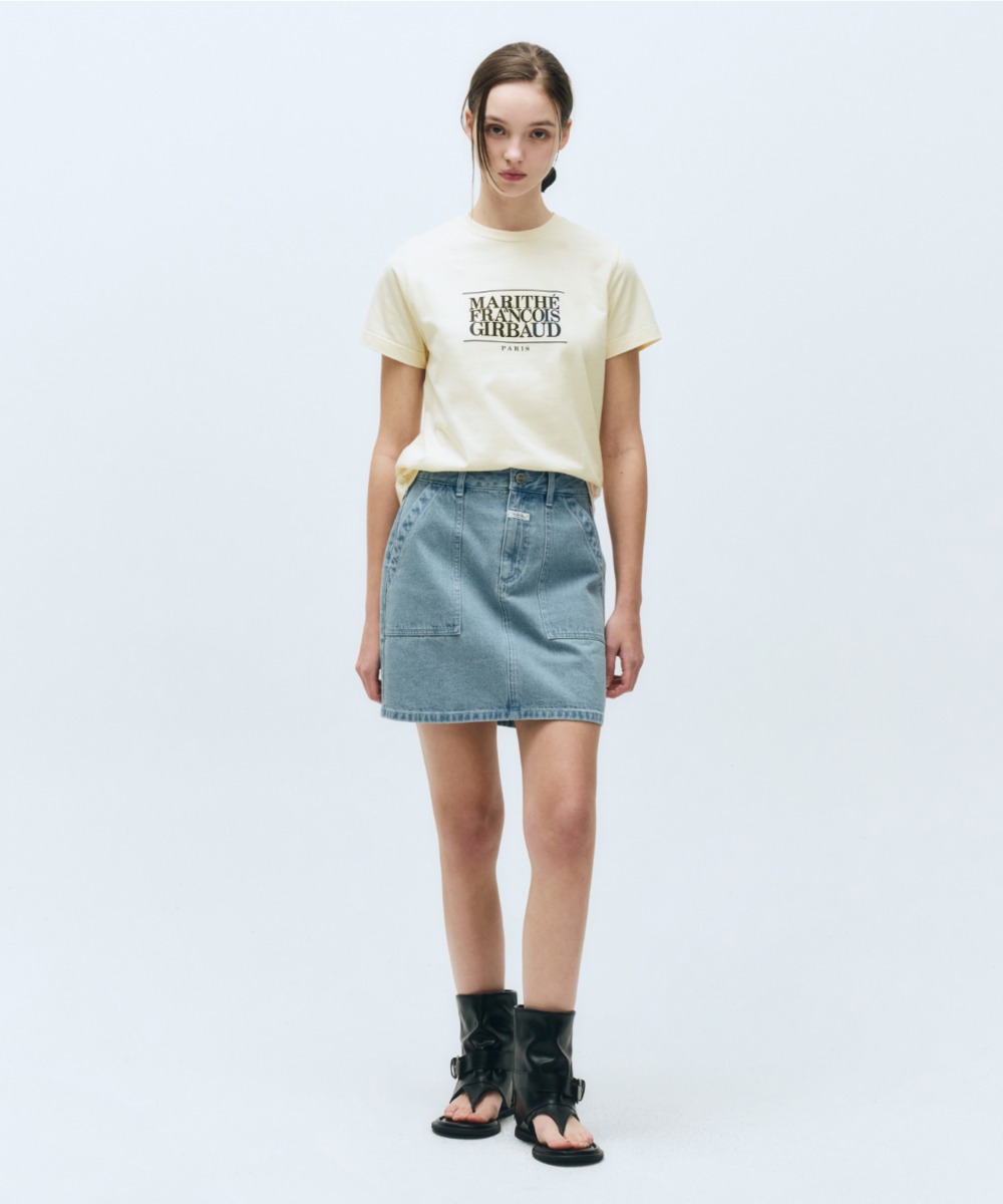 W FATIGUE DENIM SKIRT blue