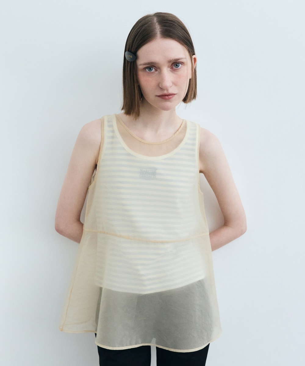 W SHEER SLEEVELESS TOP light beige