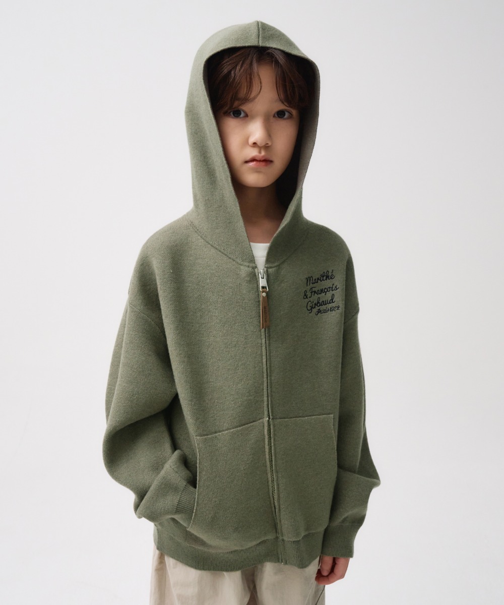 KIDS HOODIE KNIT ZIP-UP heather gray