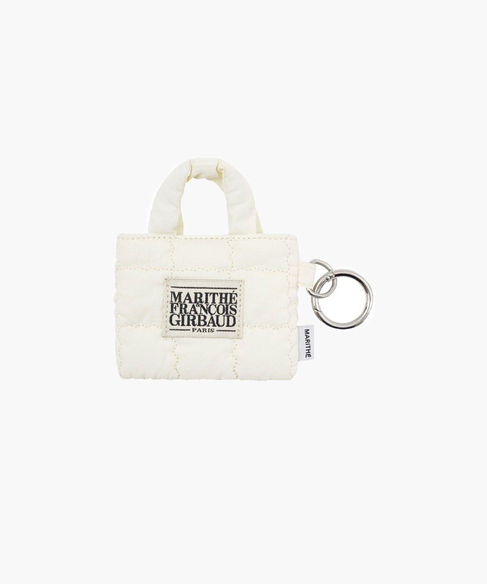 CLASSIC LOGO MINI PADDING BAG KEYRING ivory