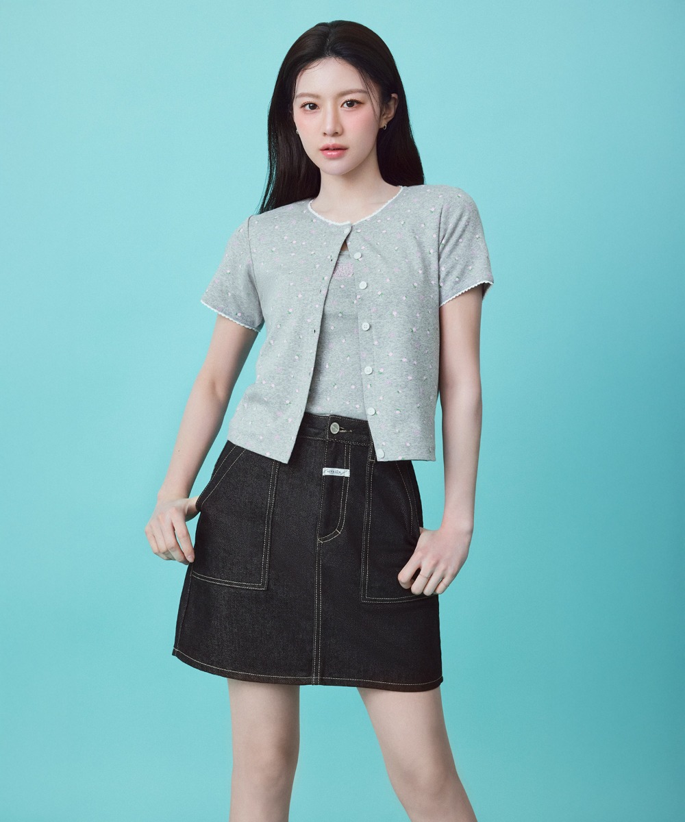 W FATIGUE DENIM SKIRT dark blue