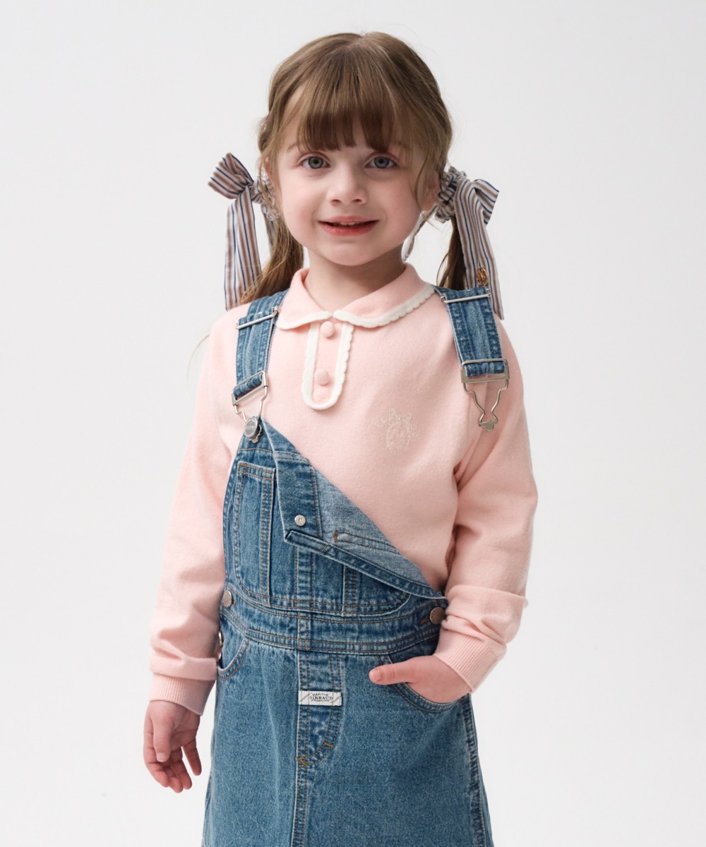 KIDS W SCALLOP COLLAR KNIT pink