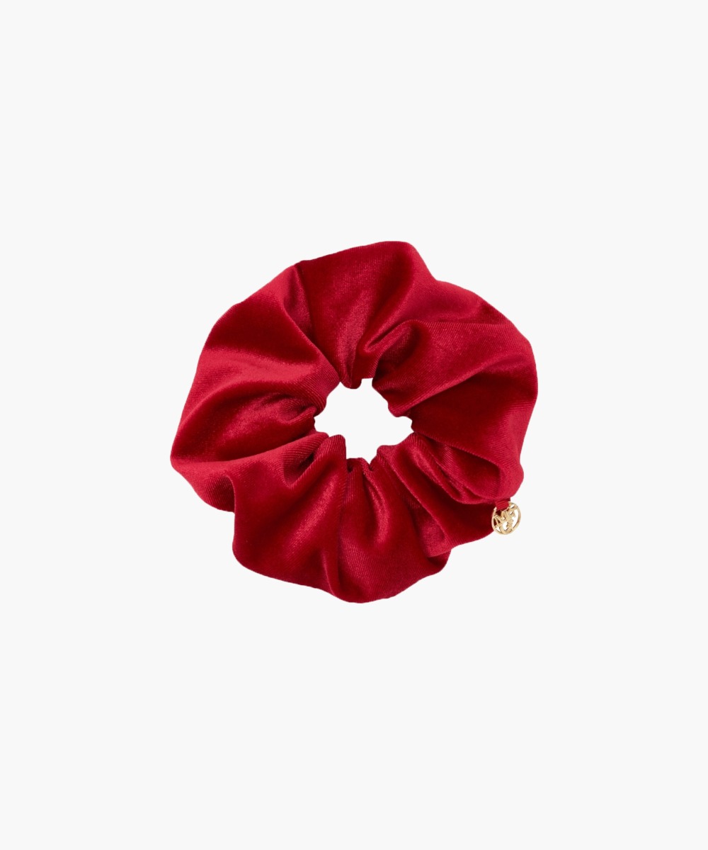 CIRCLE LOGO VELVET SCRUNCHIE red