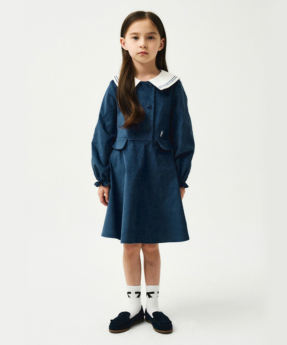 ENFANT W VELVET SAILOR ONE PIECE navy