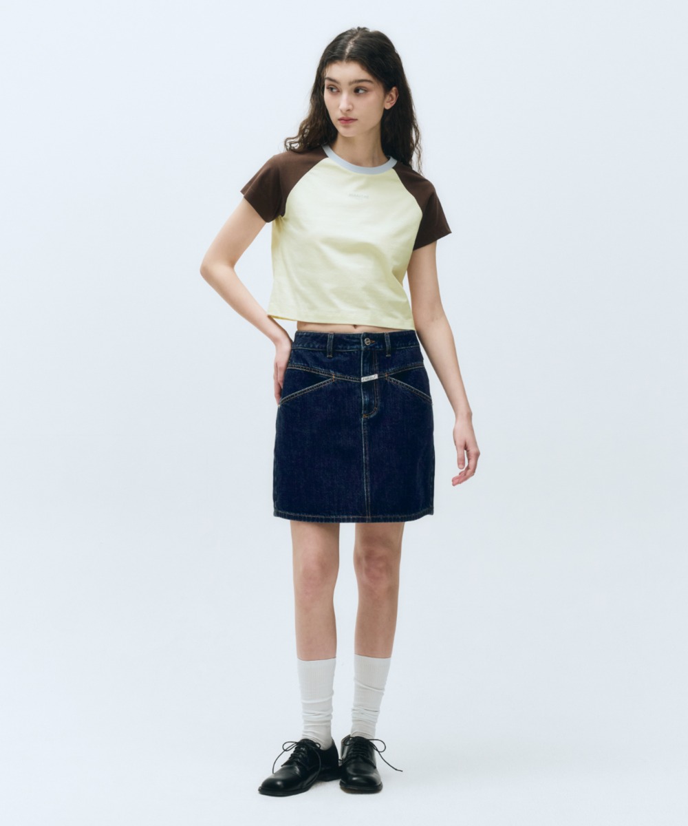 W STRAIGHT DENIM MINI SKIRT dark blue