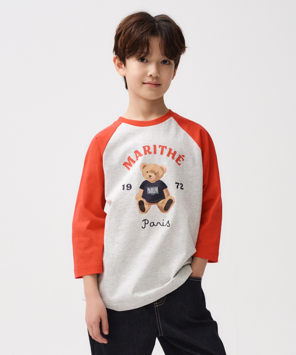 KIDS COLOR BLOCK RAGLAN 3 / 4 SLEEVE red