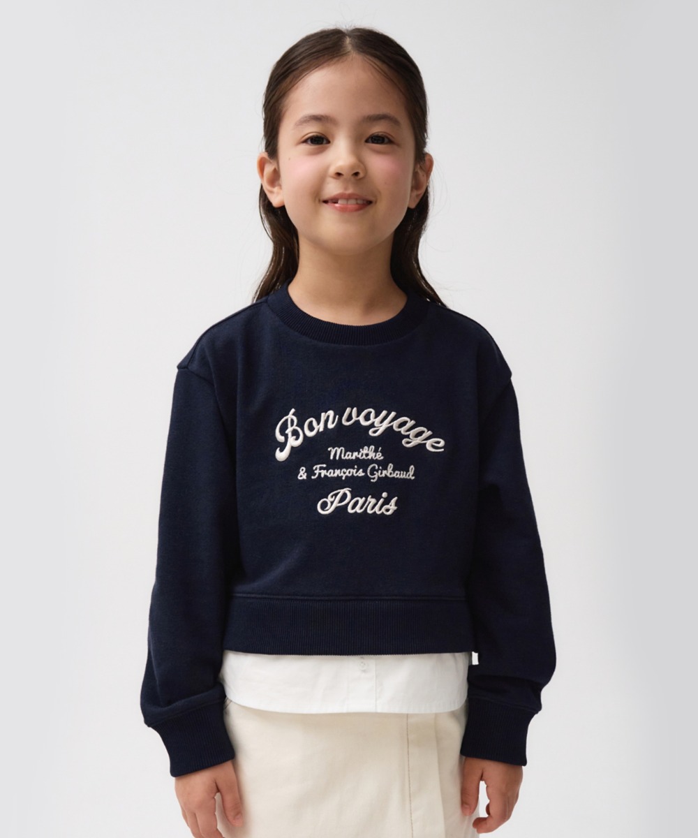 KIDS W CROP SHIRT MIX SWEATSHIRT navy