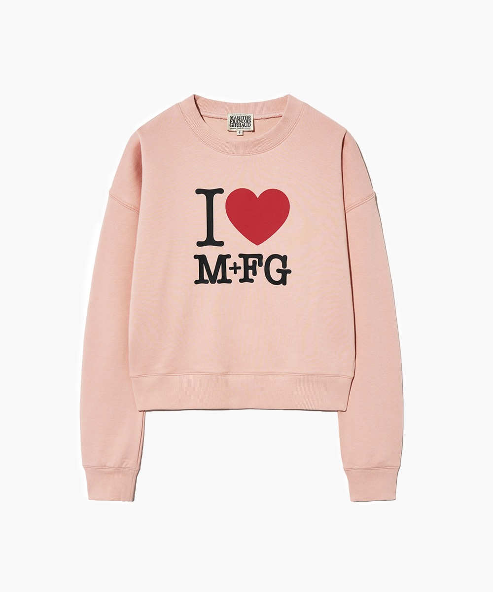 W I LOVE MFG CROP SWEATSHIRT pink