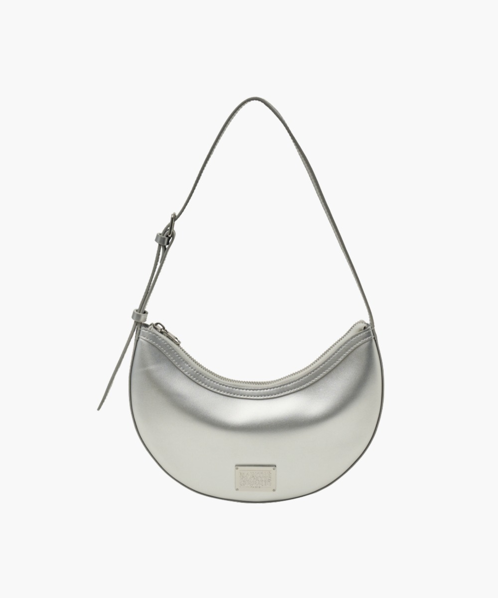 CLASSIC LOGO HALF MOON SHOULDER BAG silver