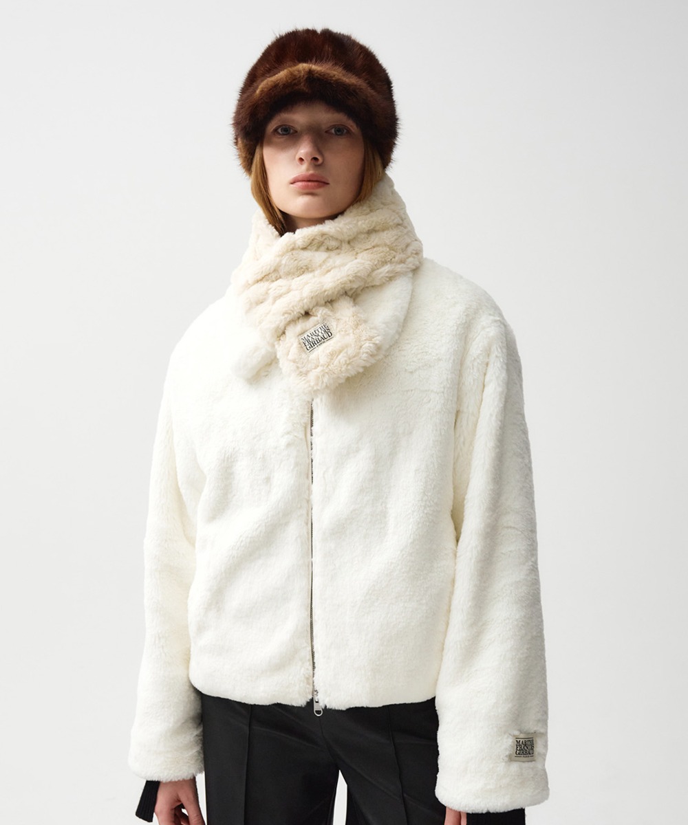W NU WEEK FUR SHORT JACKET ivory
