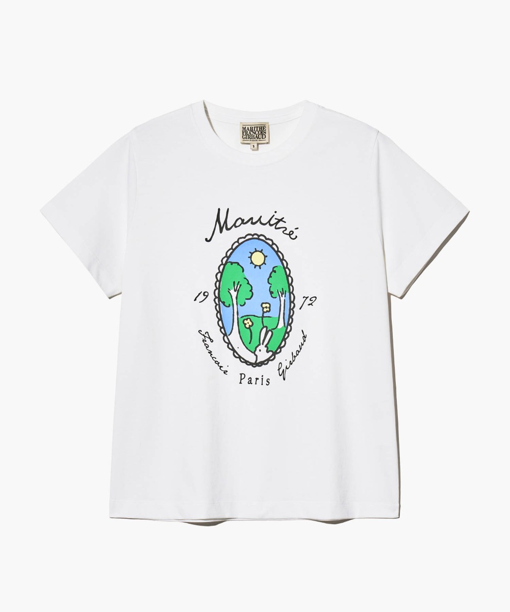W NATURE GRAPHIC RECYCLE TEE white