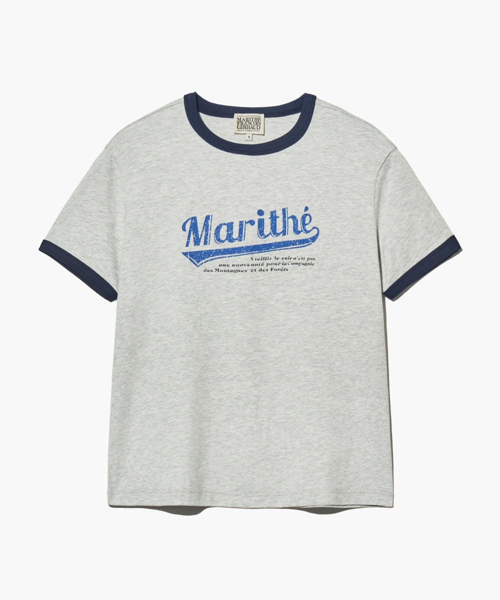 W VINTAGE BASEBALL RINGER TEE light heather gray