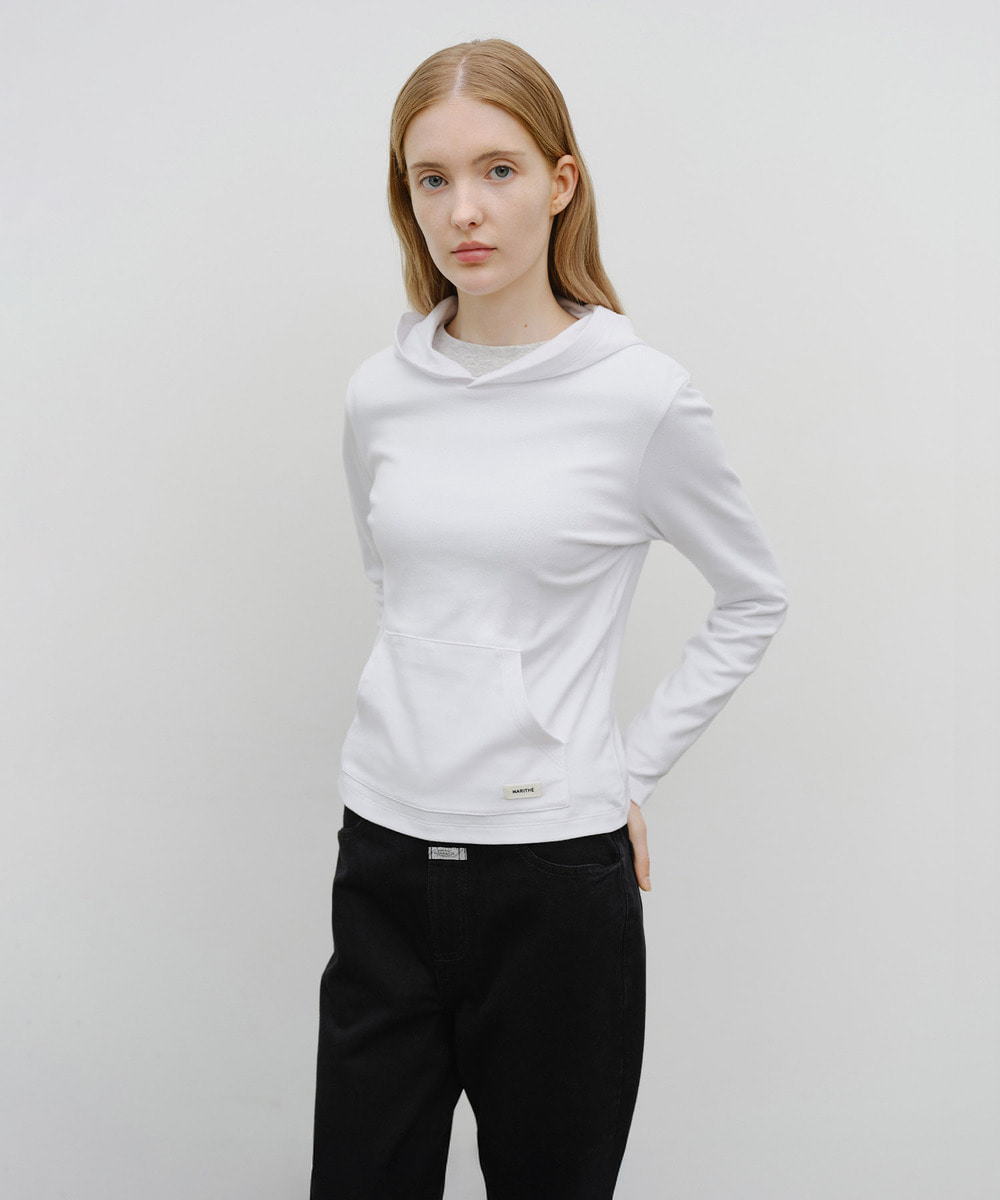 W BASIC HOODIE LONG SLEEVE white