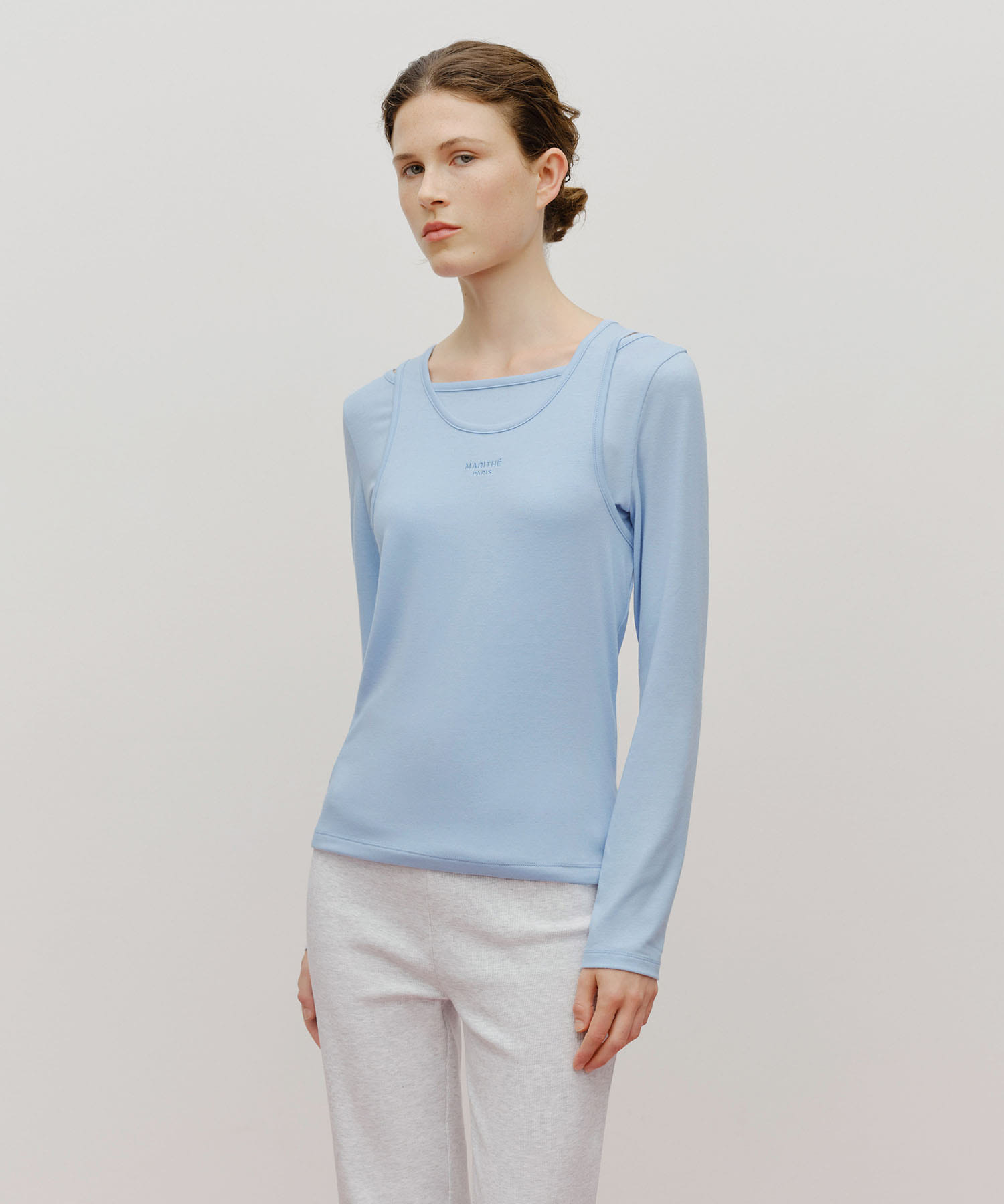 W LAYERED JERSEY LONG SLEEVE sky blue
