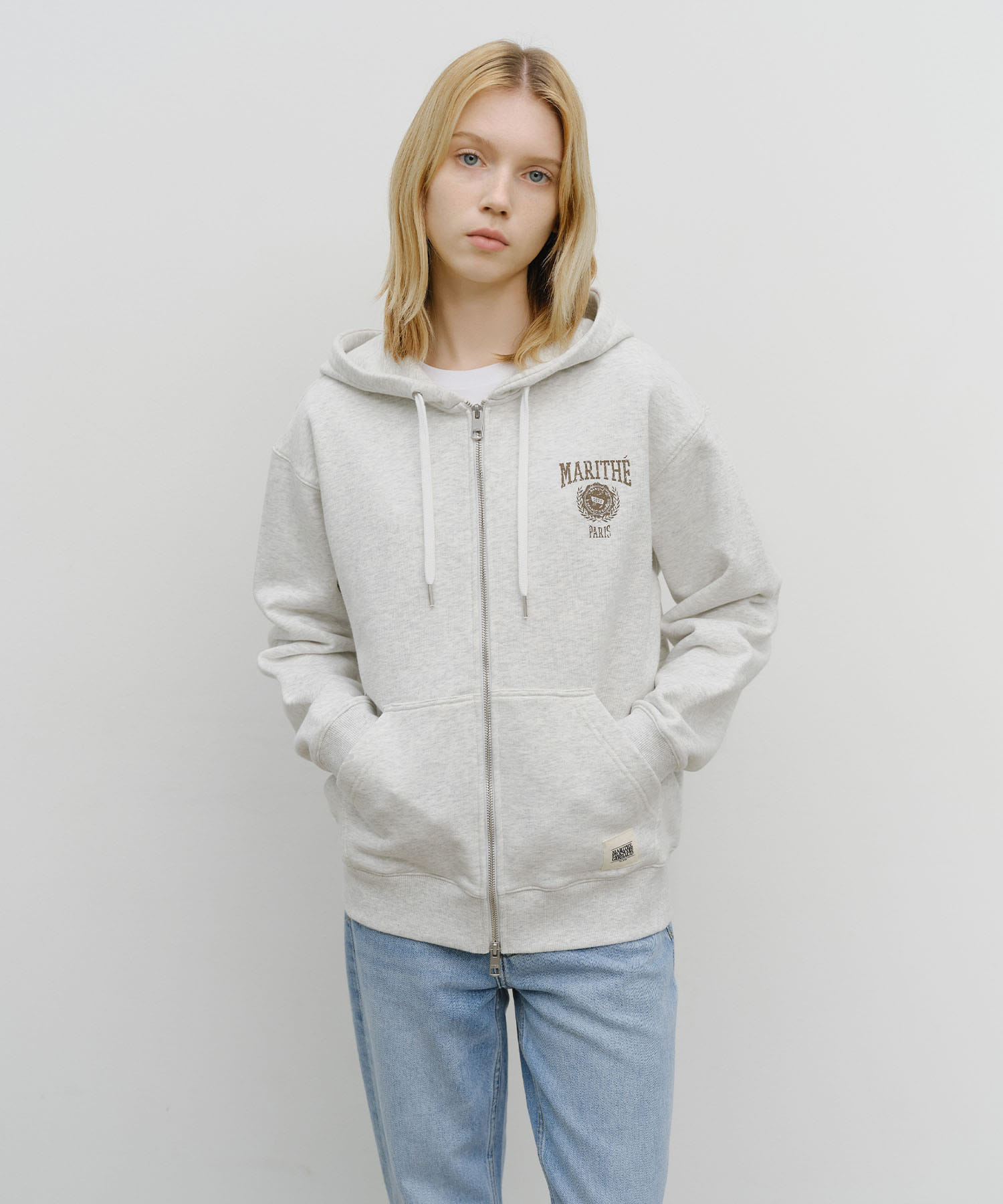 BIG COLLEGE LOGO GRAPHIC HOODIE ZIPUP light heather gray