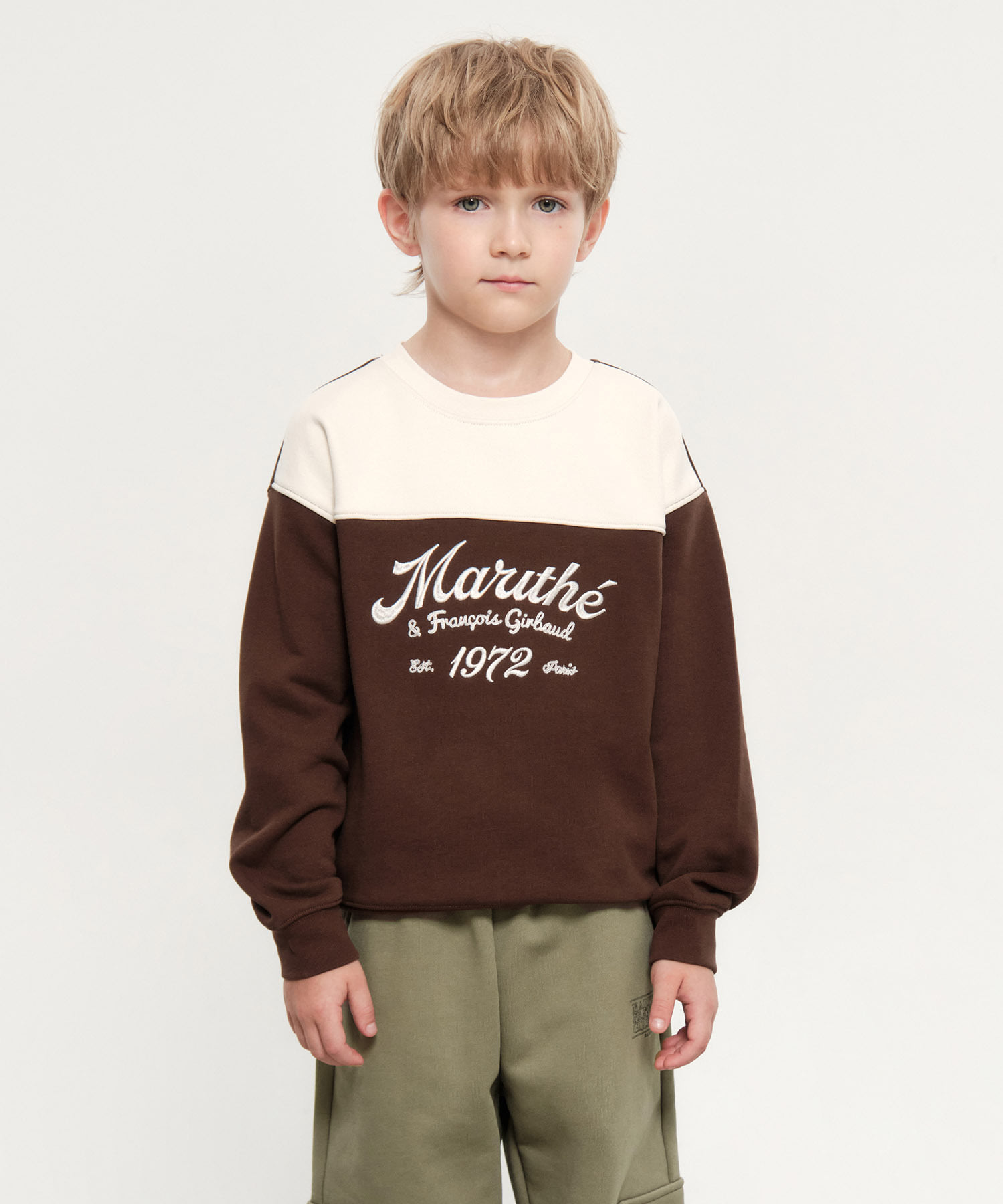 KIDS COLOR BLOCK SWEATSHIRT brown