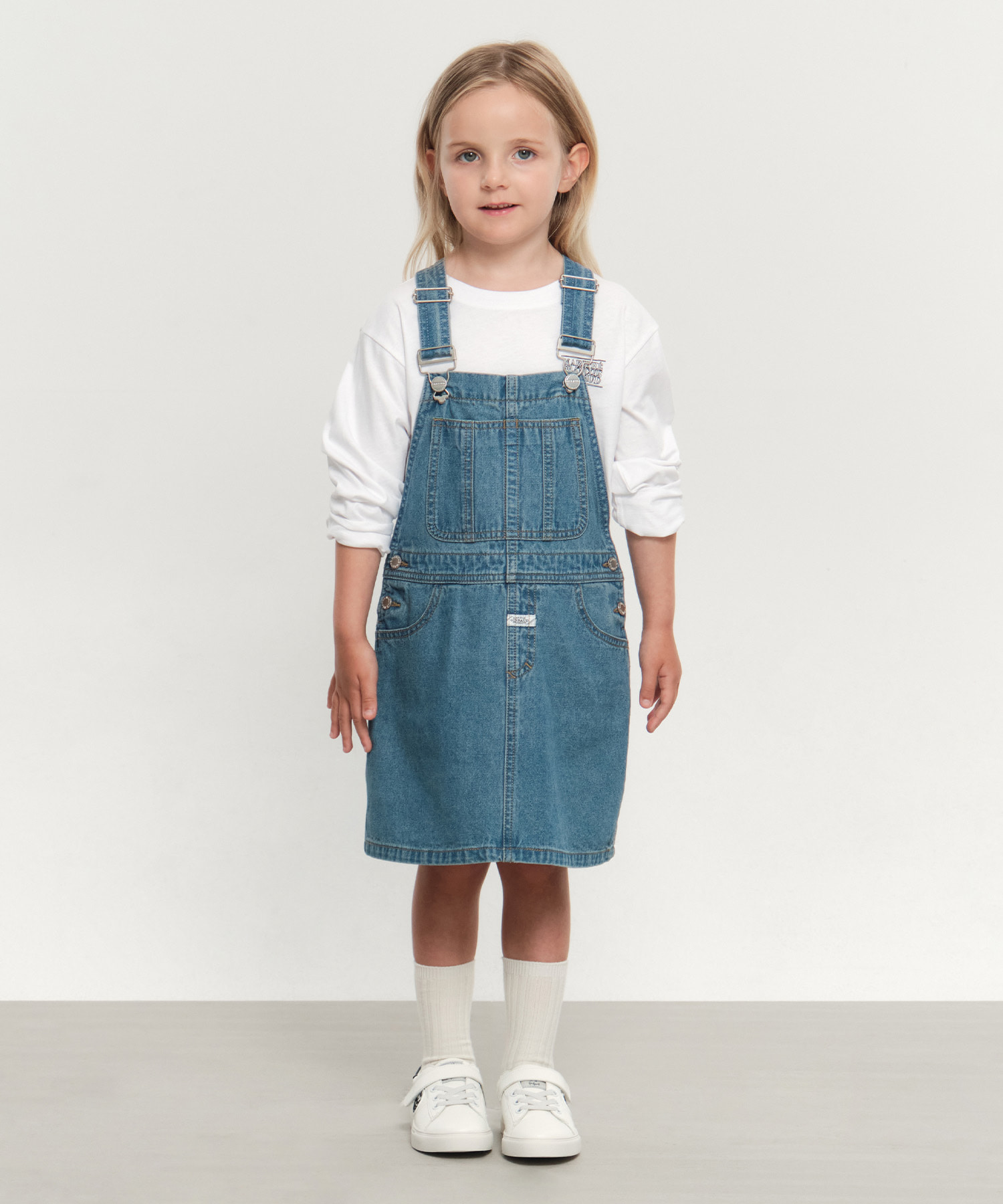 KIDS W DENIM OVERALL SKIRT blue