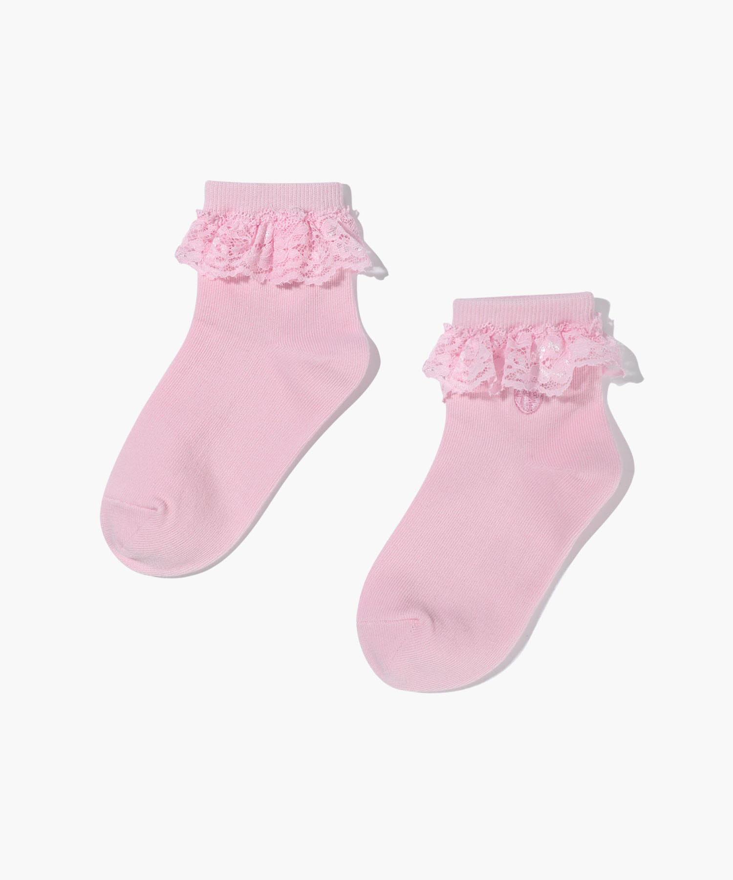 KIDS W CIRCLE LOGO LACE SOCKS pink