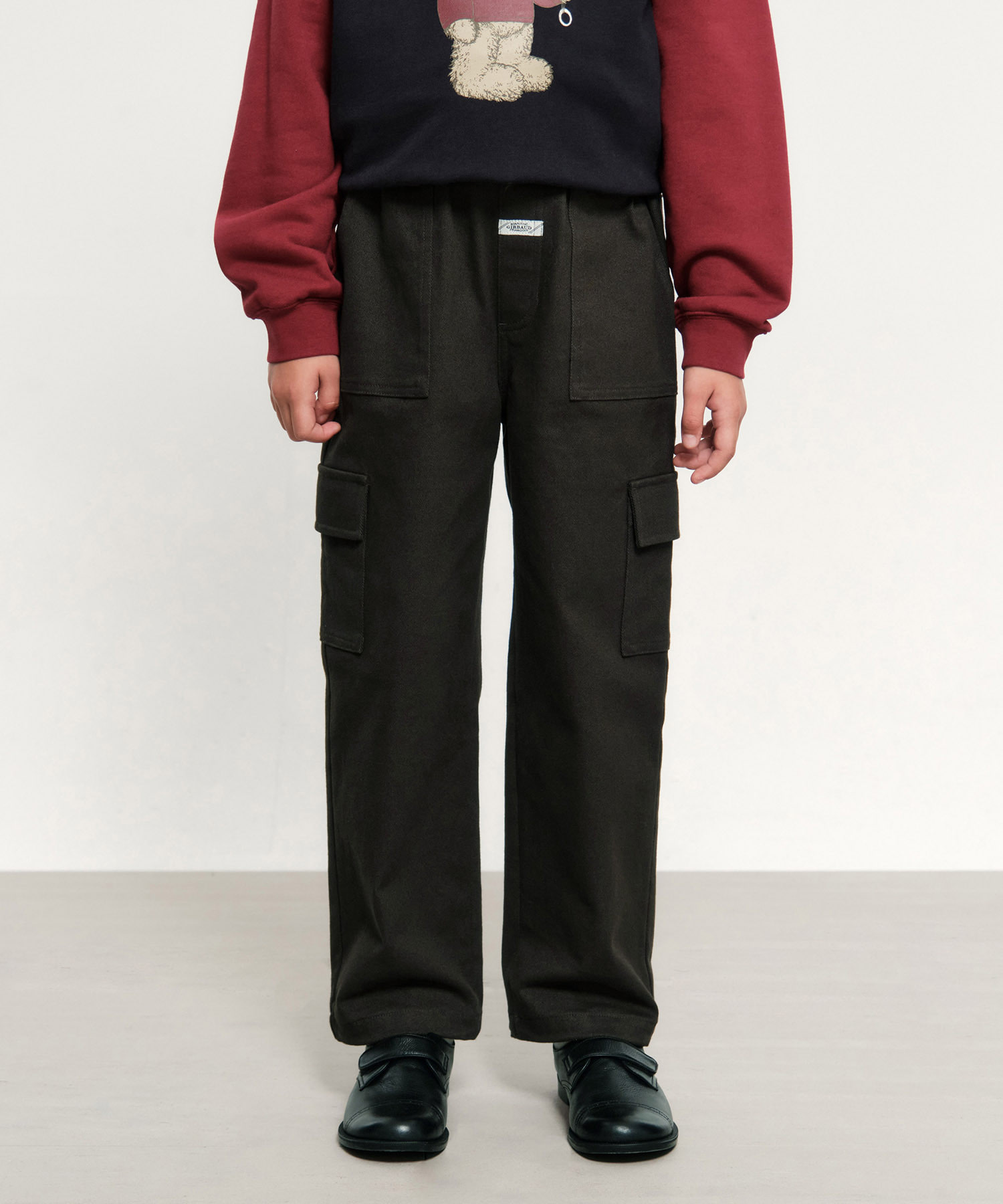 KIDS CARGO COTTON PANTS charcoal