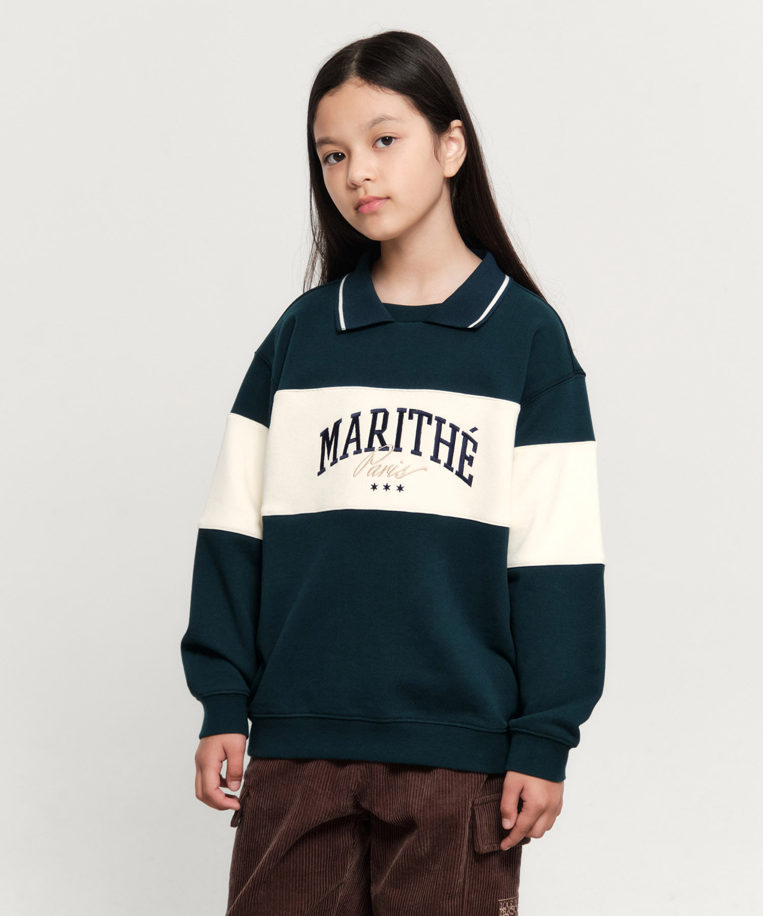 KIDS COLLAR SWEATSHIRT dark green