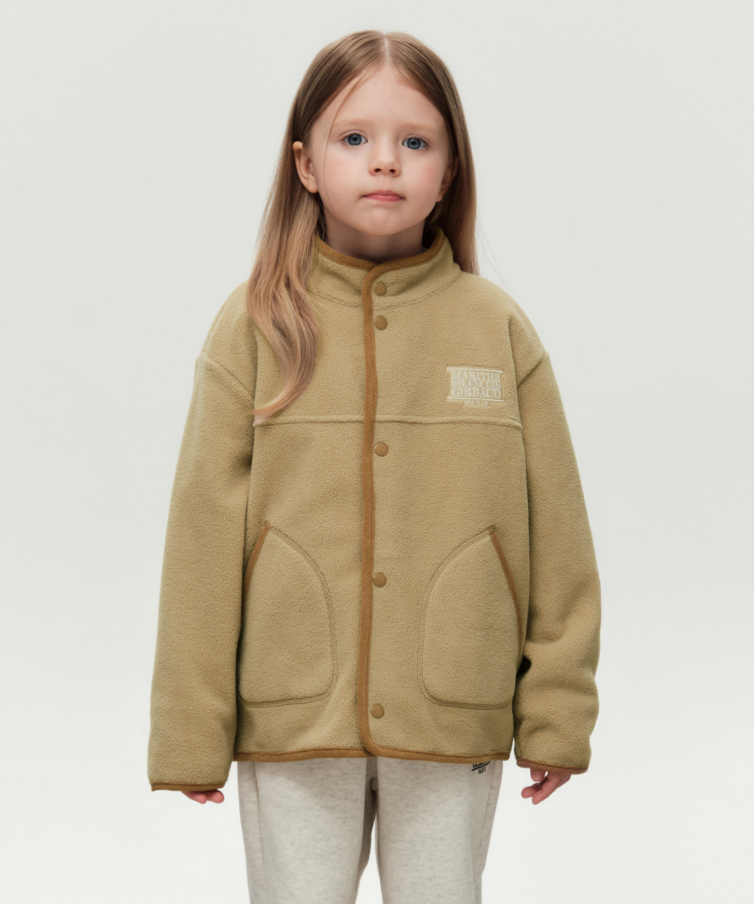 KIDS CLASSIC LOGO LIGHT WEIGHT FLEECE JACKET beige
